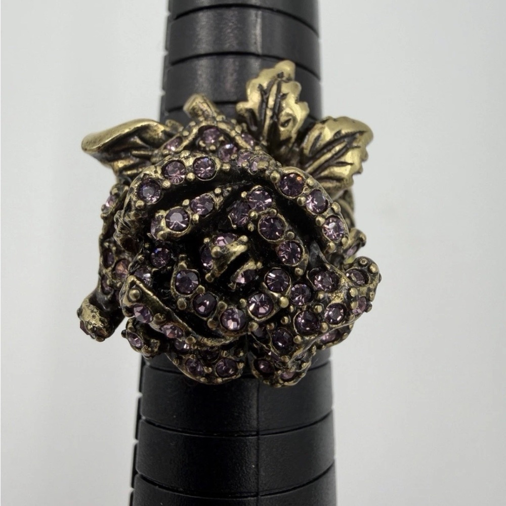 Retired Heidi Daus Vintage-Purple Rose Ring Size 8.75 - Picture 1 of 6